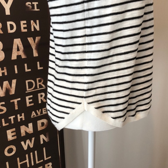 LOFT navy stripe sweater w curved hem - Picture 3 of 5